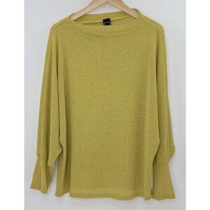Libian Women's Pullover Sweater‎ Knit High-Low Hem Yellow O/S?